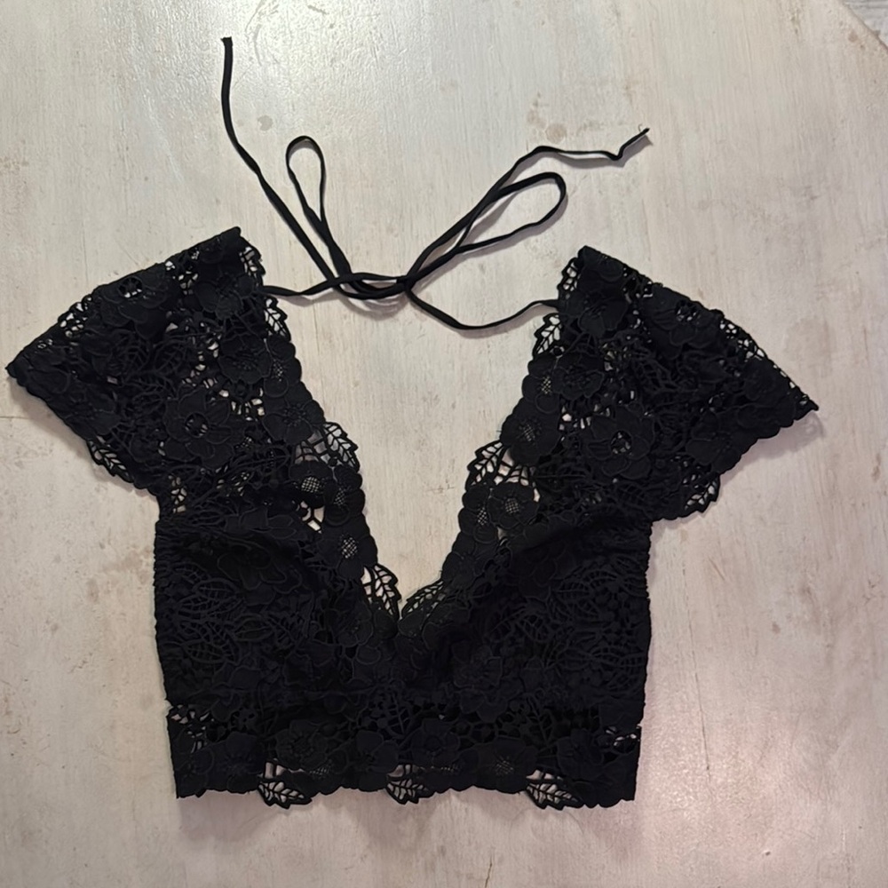 Black Lace Crop Top